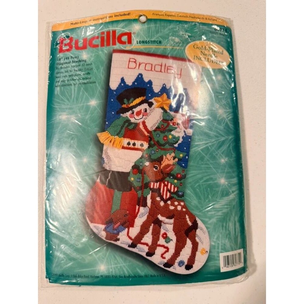 Bucilla Stocking Vintage 1999 Santa's Helpers 60774 Longstitch NEW 18" Sealed